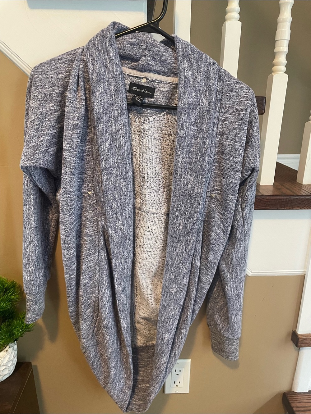 Croft & Barrow Women's Heather Gray Open-Front Draped Cardigan